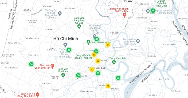 Chất lượng không khí ngày 07/08 tại TP. HCM