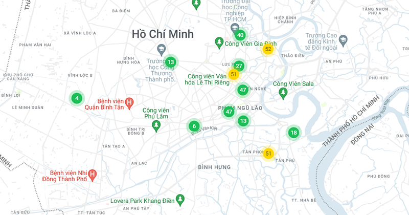 Chất lượng không khí ngày 09/08 tại TP. HCM