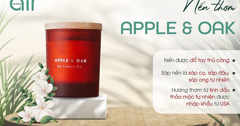 Nến thơm Apple & Oak hỗ trợ cải thiện sức khoẻ