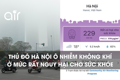 Thủ đô Hà Nội ô nhiễm không khí ở mức rất nguy hại cho sức khỏe